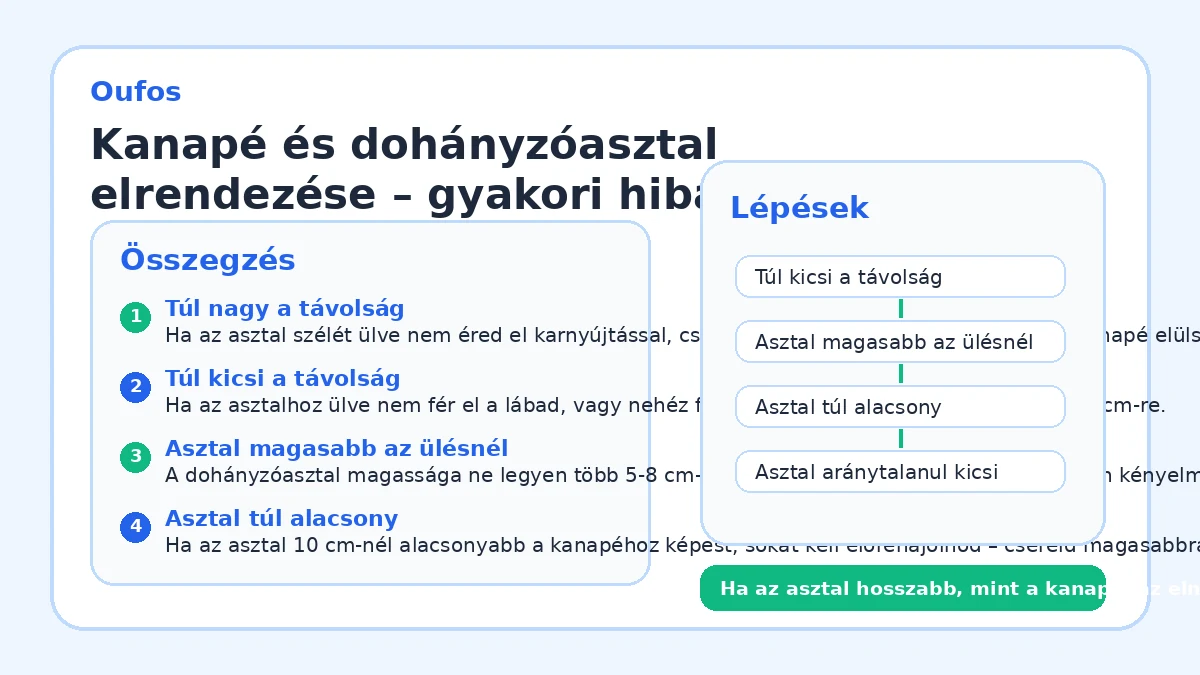 Kanapé és dohányzóasztal elrendezése – gyakori hibák és megoldások